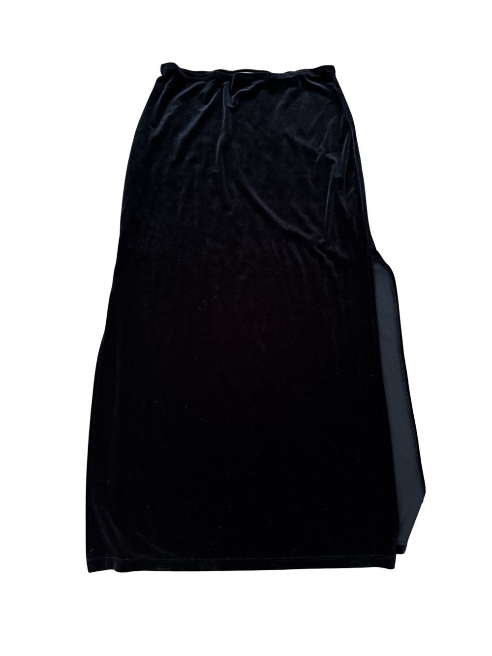 90s Vintage Rare Star City Clothing Co. Black Velvet Maxi Skirt with Side Slits!
